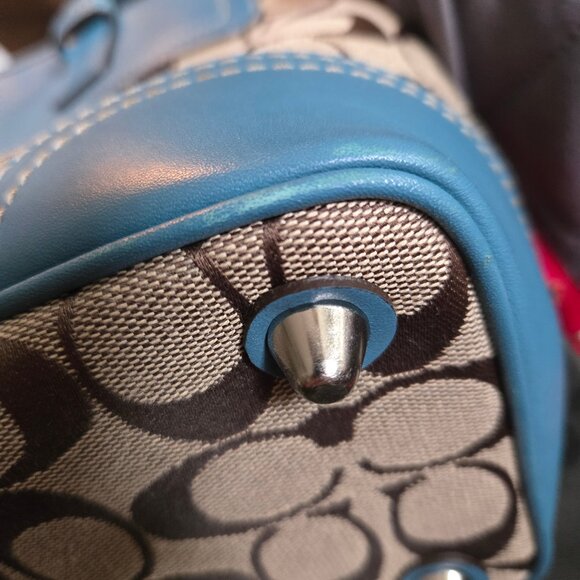 Coach Teal/Turquoise Signature Hampton Bag - Picture 8 of 15